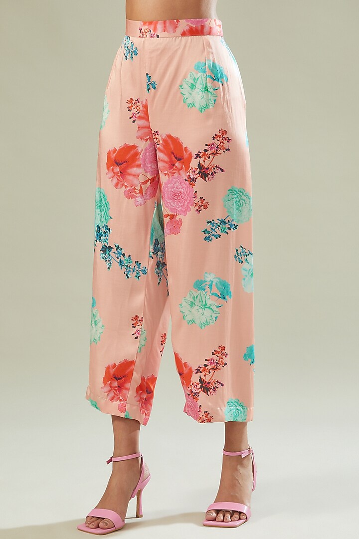 Powder Pink Modal Satin Printed Co-Ord Set by Made in Pinkcity at Pernia's Pop Up Shop