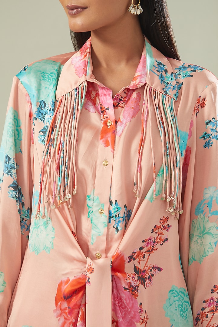 Powder Pink Modal Satin Printed Co-Ord Set by Made in Pinkcity at Pernia's Pop Up Shop