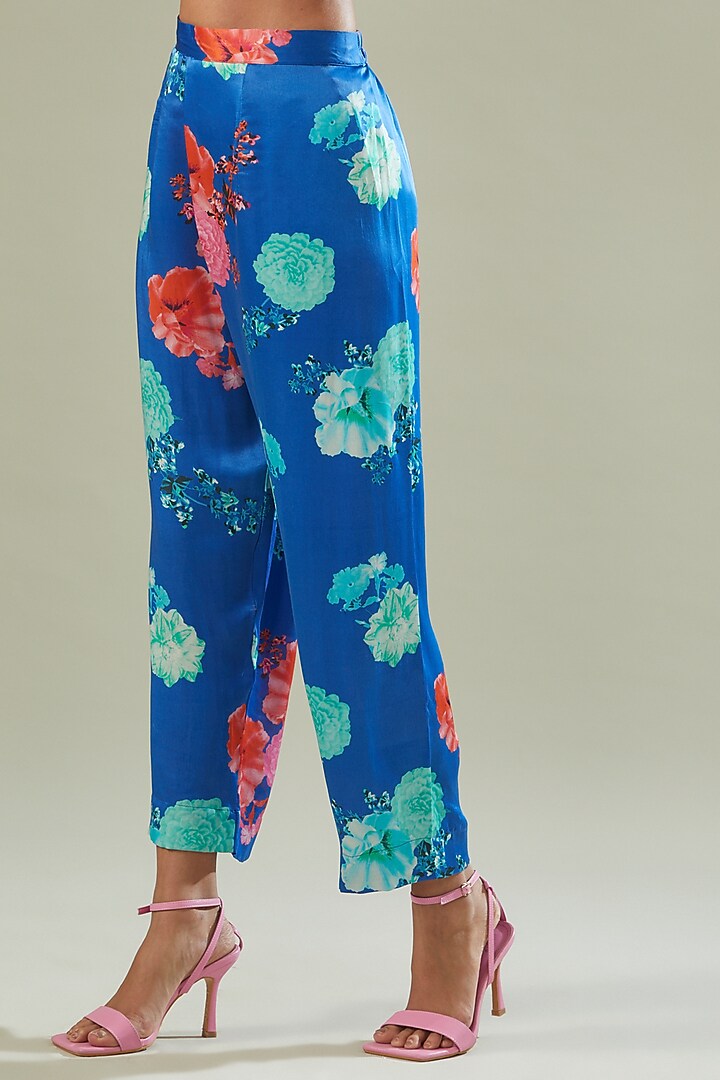 Blue Modal Satin Printed Co-Ord Set by Made in Pinkcity at Pernia's Pop Up Shop