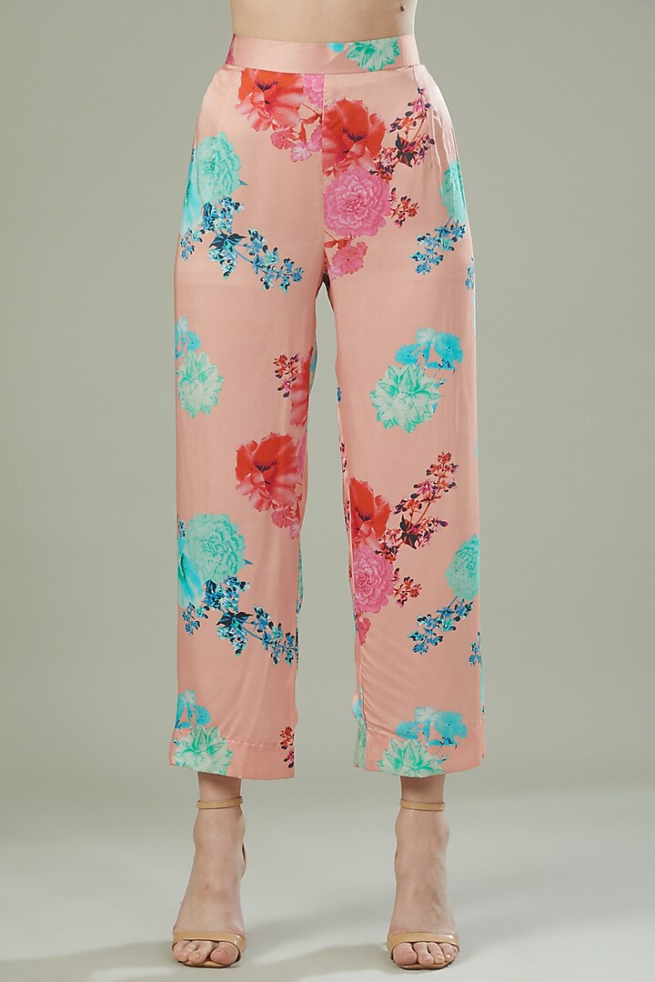 Powder Pink Modal Satin Printed Co-Ord Set by Made in Pinkcity at Pernia's Pop Up Shop