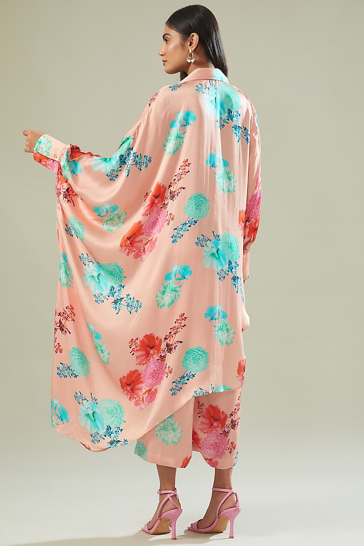 Powder Pink Modal Satin Printed Kaftan Set by Made in Pinkcity at Pernia's Pop Up Shop