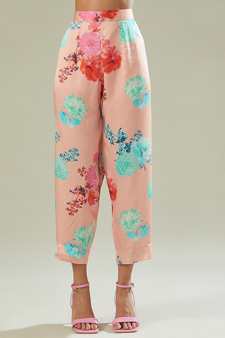 Powder Pink Modal Satin Printed Kaftan Set by Made in Pinkcity at Pernia's Pop Up Shop