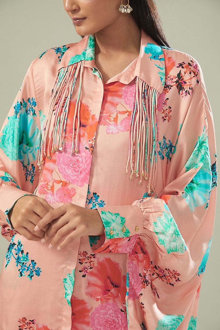Powder Pink Modal Satin Printed Kaftan Set by Made in Pinkcity at Pernia's Pop Up Shop