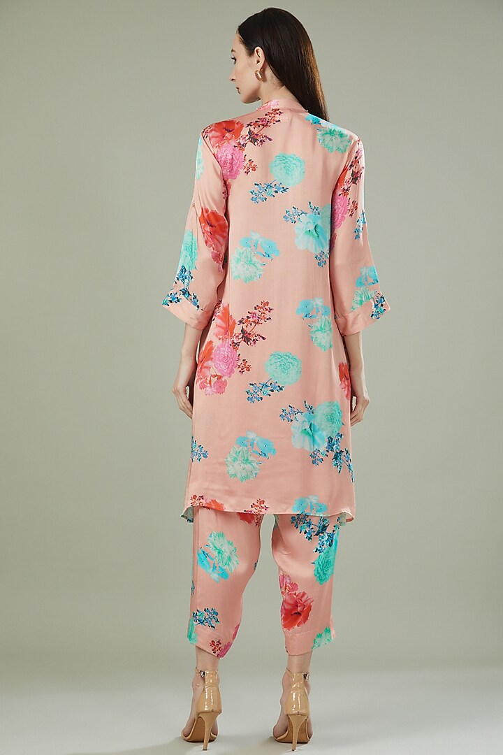 Powder Pink Modal Satin Printed Co-Ord Set by Made in Pinkcity at Pernia's Pop Up Shop