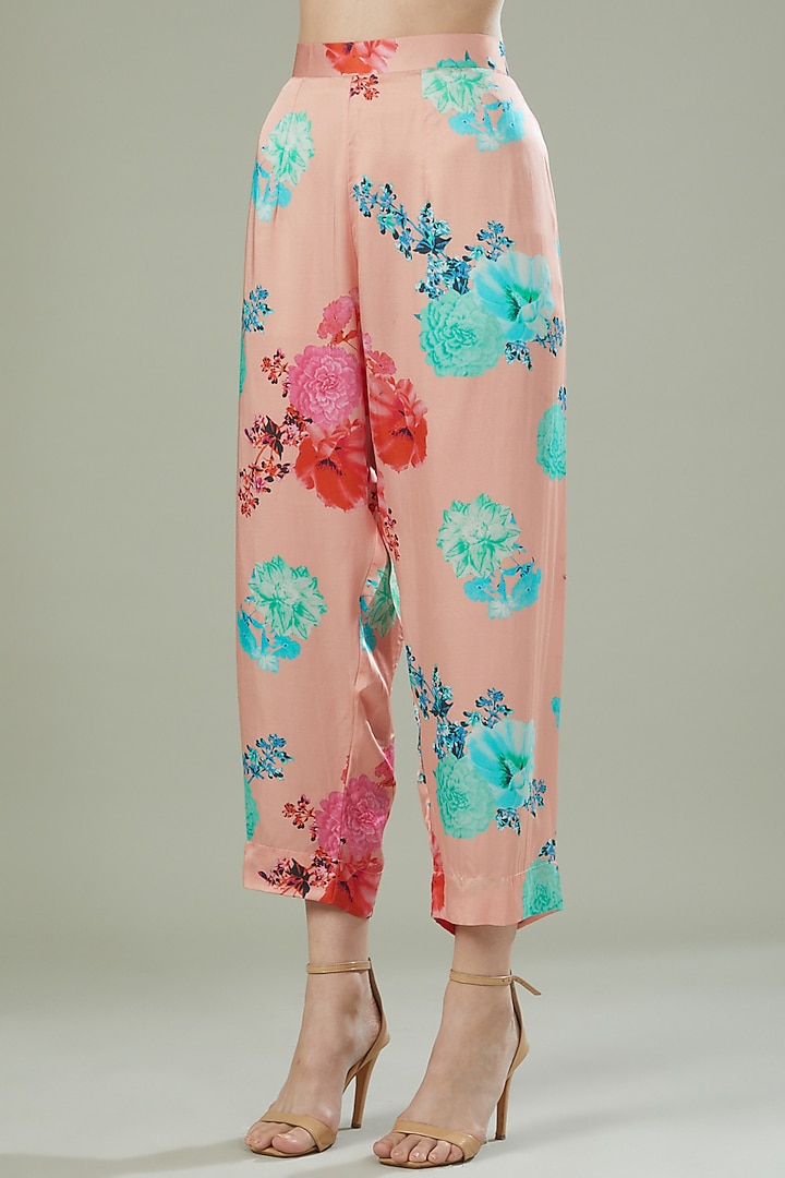 Powder Pink Modal Satin Printed Co-Ord Set by Made in Pinkcity at Pernia's Pop Up Shop