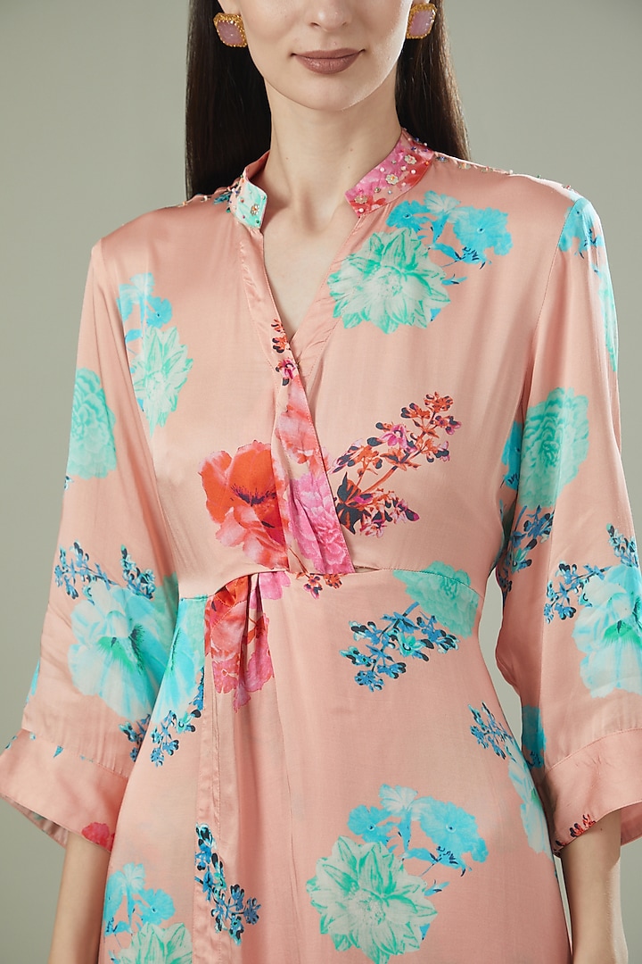 Powder Pink Modal Satin Printed Co-Ord Set by Made in Pinkcity at Pernia's Pop Up Shop
