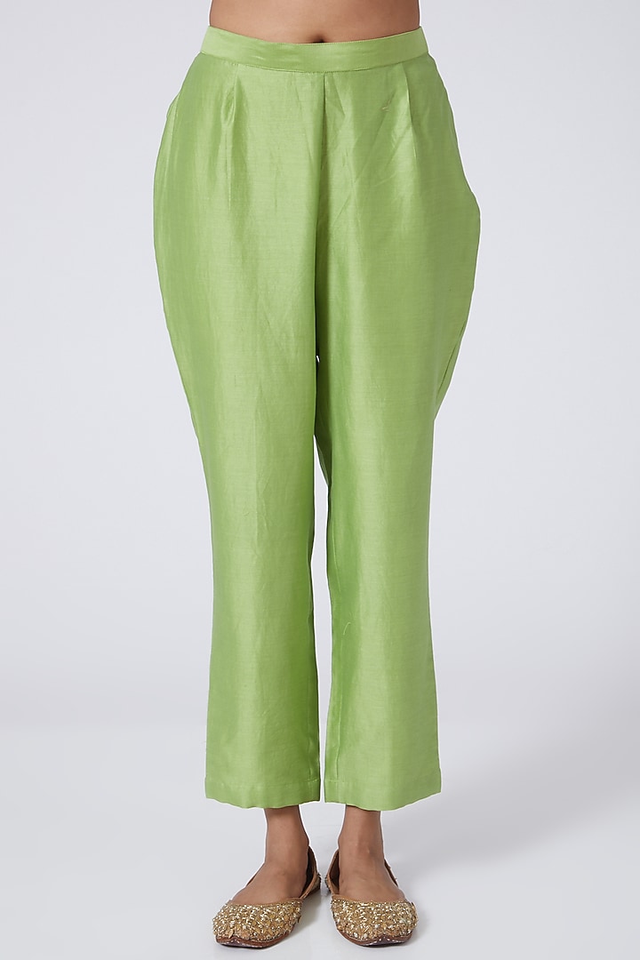 Green Kurta Set In Hand Embroidered by Made in Pinkcity at Pernia's Pop Up Shop