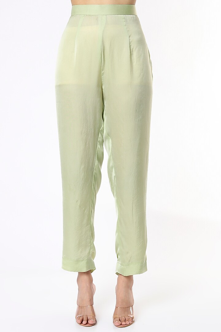 Pista Green Satin Blend Kaftan Set by Made in Pinkcity at Pernia's Pop Up Shop