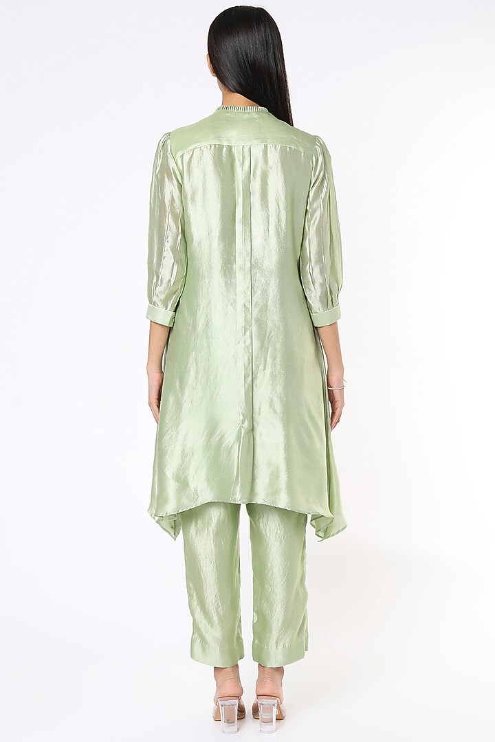 Pista Green Hand Embroidered Kurta Set by Made in Pinkcity at Pernia's Pop Up Shop