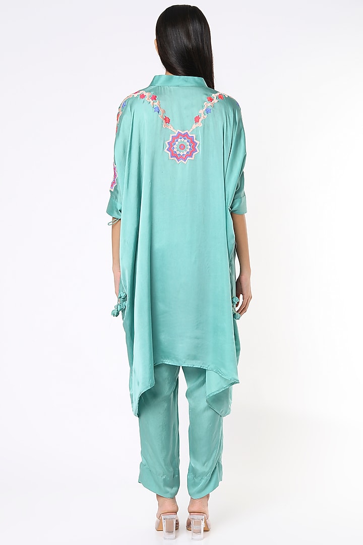 Sea Blue Embroidered Kaftan Set by Made in Pinkcity at Pernia's Pop Up Shop