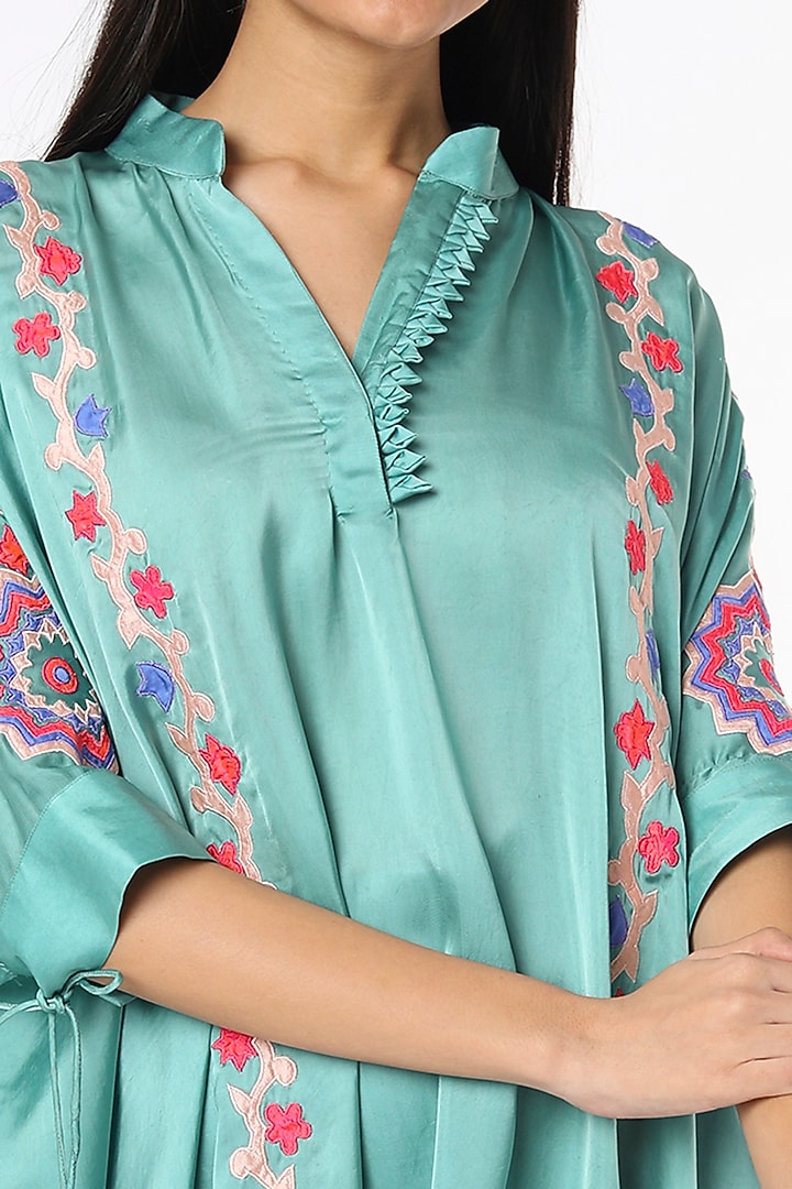 Sea Blue Embroidered Kaftan Set by Made in Pinkcity at Pernia's Pop Up Shop