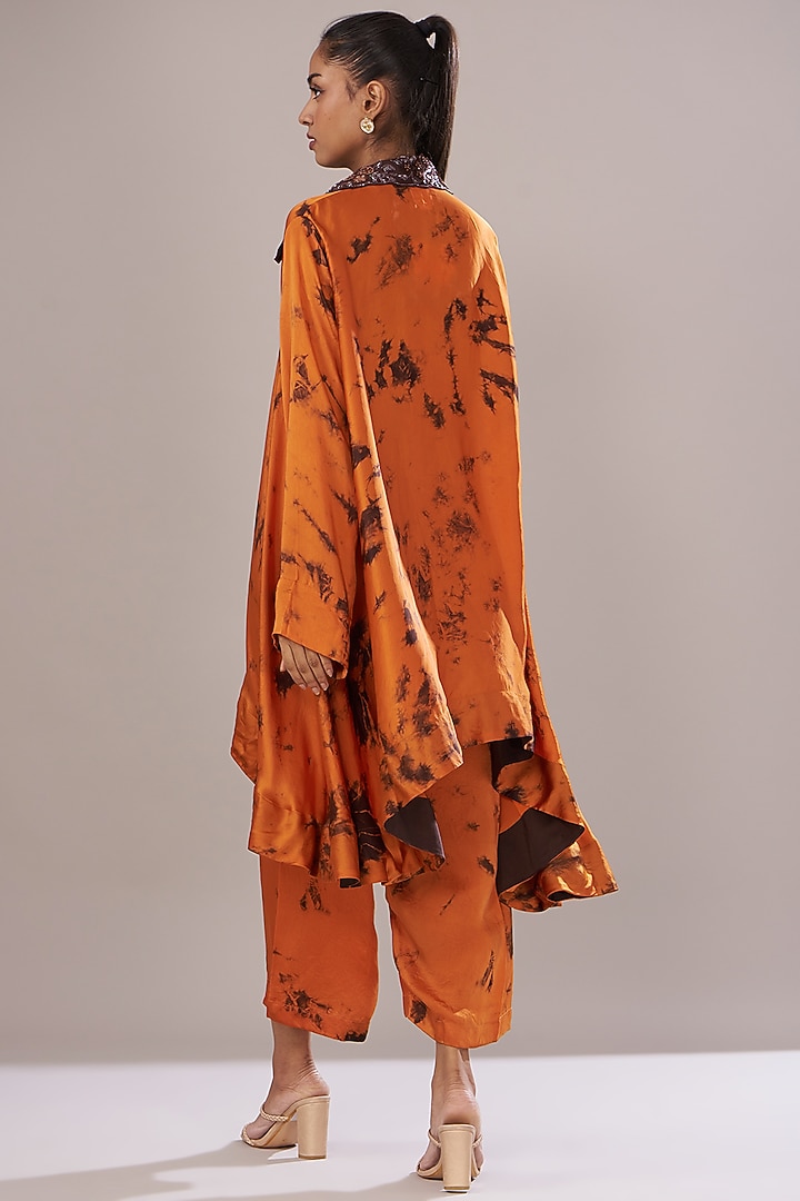 Orange Modal Satin Tie-Dye Co-Ord Set by Made in Pinkcity at Pernia's Pop Up Shop