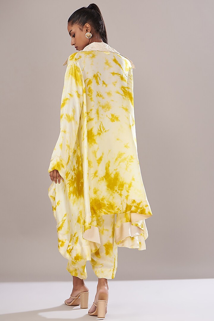 Yellow Modal Satin Tie-Dye Co-Ord Set by Made in Pinkcity at Pernia's Pop Up Shop