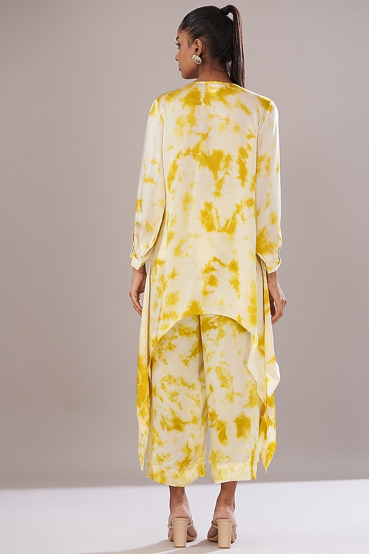 Yellow Modal Satin Tie-Dye Co-Ord Set by Made in Pinkcity at Pernia's Pop Up Shop