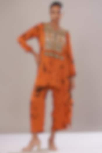 Orange Modal Satin Tie-Dye Co-Ord Set by Made in Pinkcity
