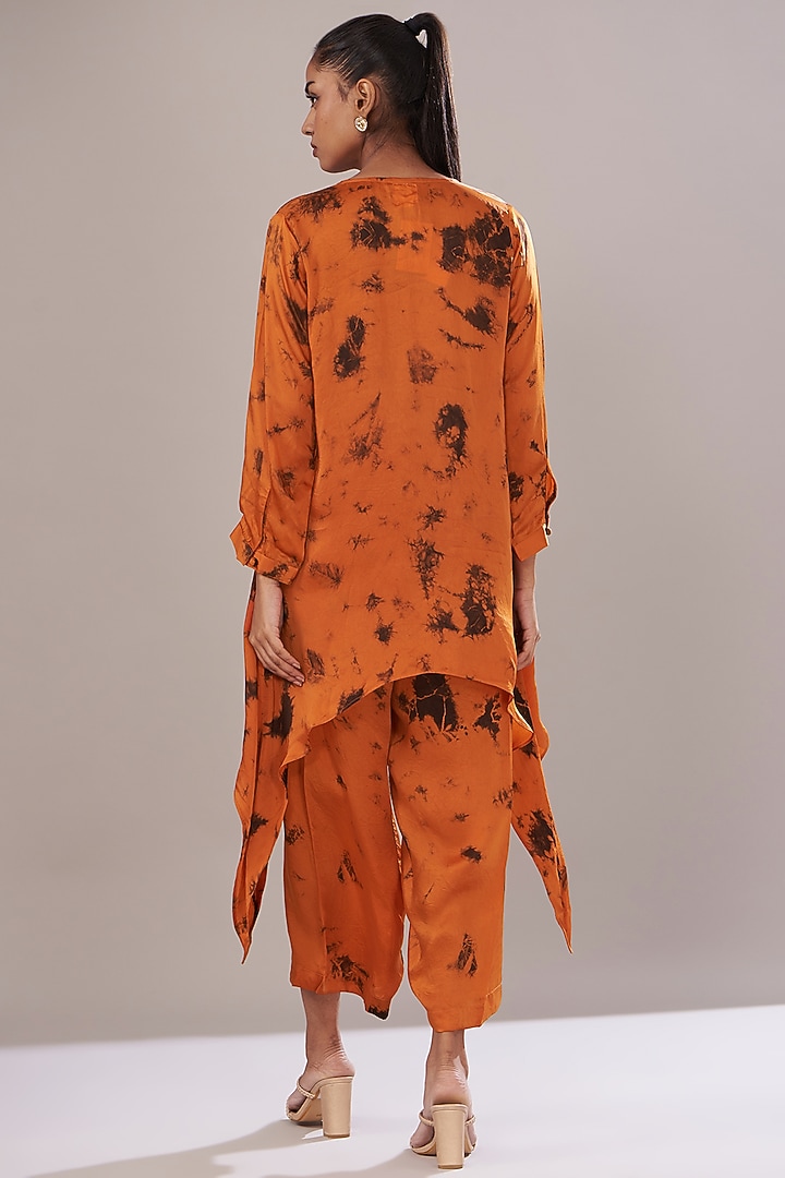 Orange Modal Satin Tie-Dye Co-Ord Set by Made in Pinkcity at Pernia's Pop Up Shop