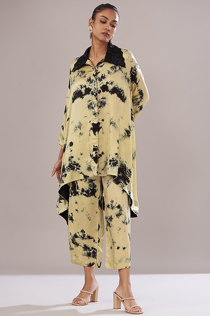 Off-White Modal Satin Tie-Dye Co-Ord Set by Made in Pinkcity at Pernia's Pop Up Shop