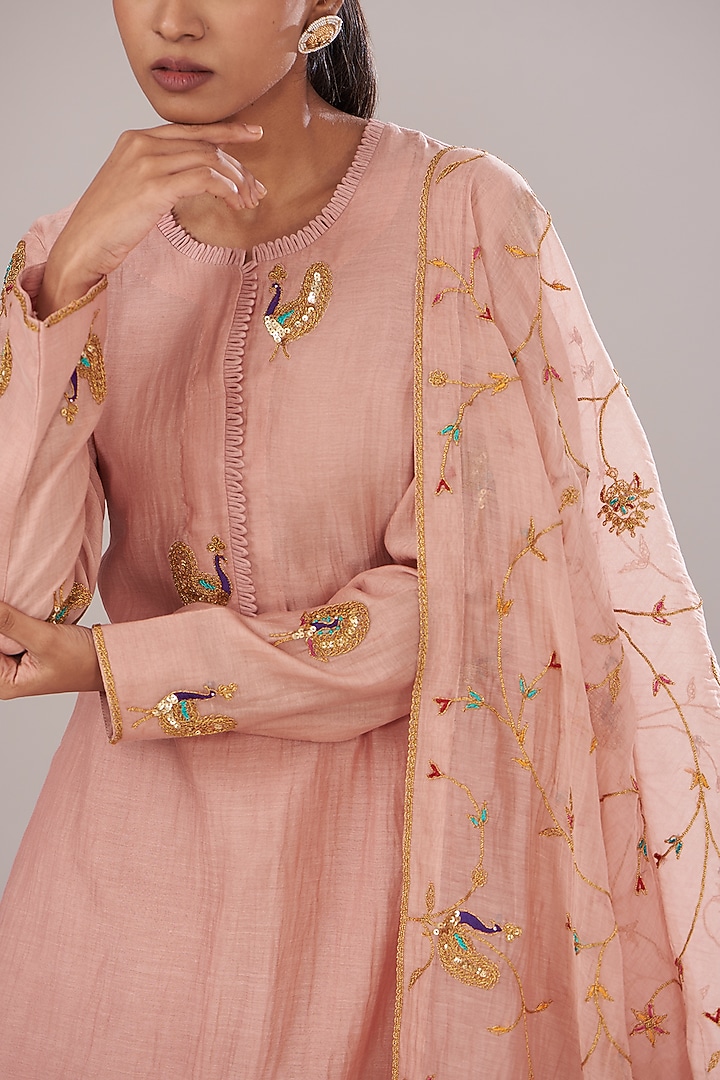 Pink Chanderi Gharara Set by Made in Pinkcity at Pernia's Pop Up Shop