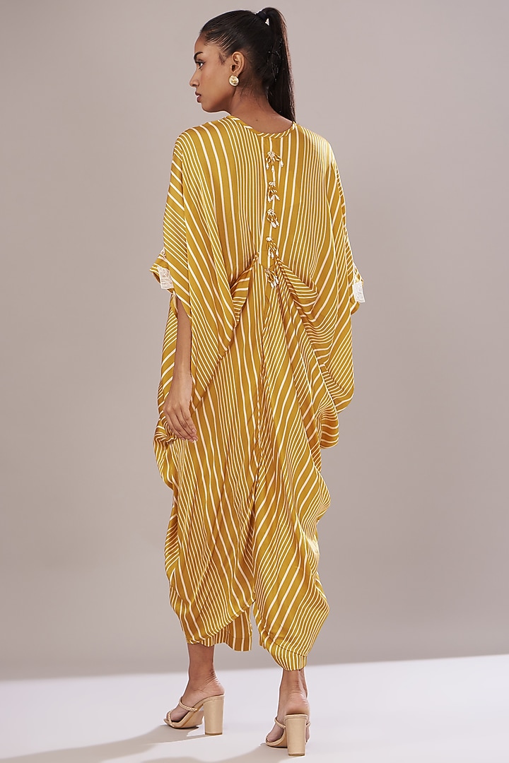 Mustard Modal Satin Printed Tunic Set by Made in Pinkcity at Pernia's Pop Up Shop