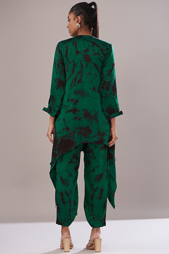 Green Modal Satin Tie-Dye Co-Ord Set by Made in Pinkcity at Pernia's Pop Up Shop