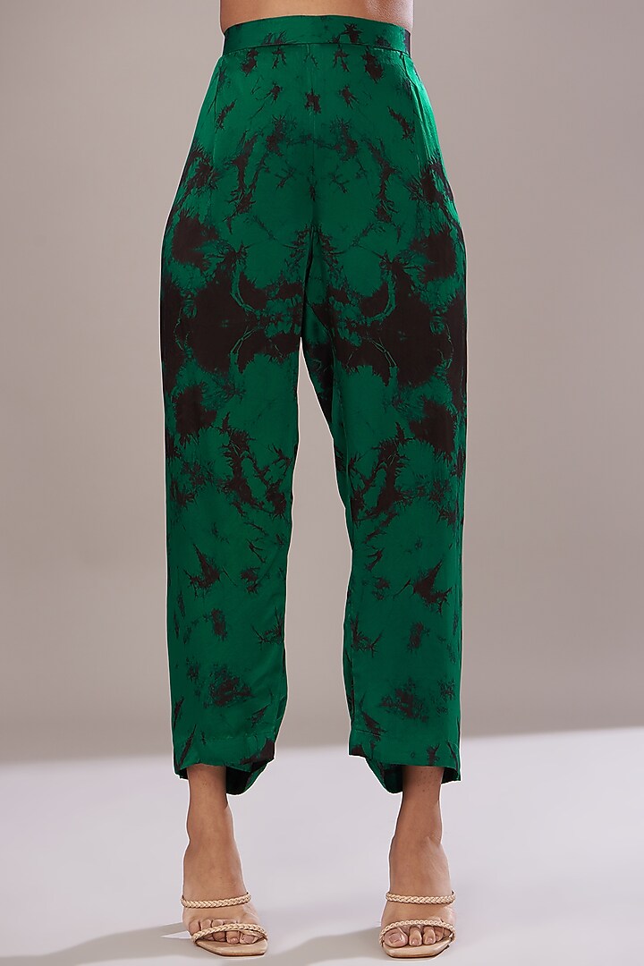 Green Modal Satin Tie-Dye Co-Ord Set by Made in Pinkcity at Pernia's Pop Up Shop