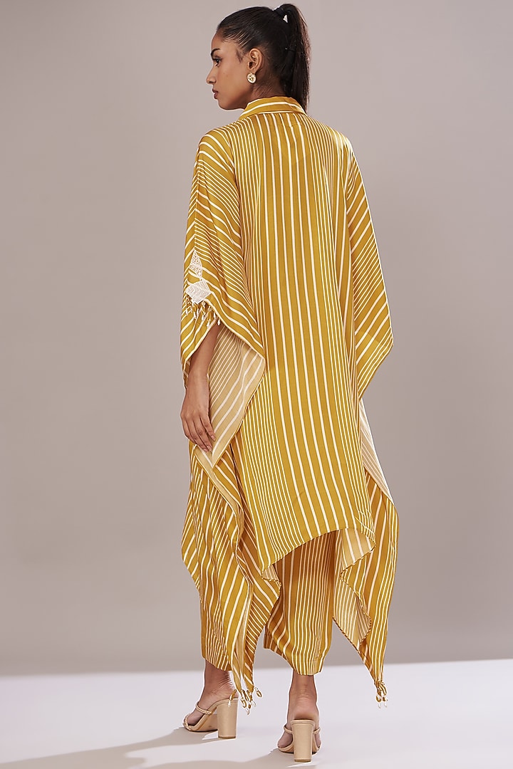 Mustard Modal Satin Printed Kaftan Set by Made in Pinkcity at Pernia's Pop Up Shop