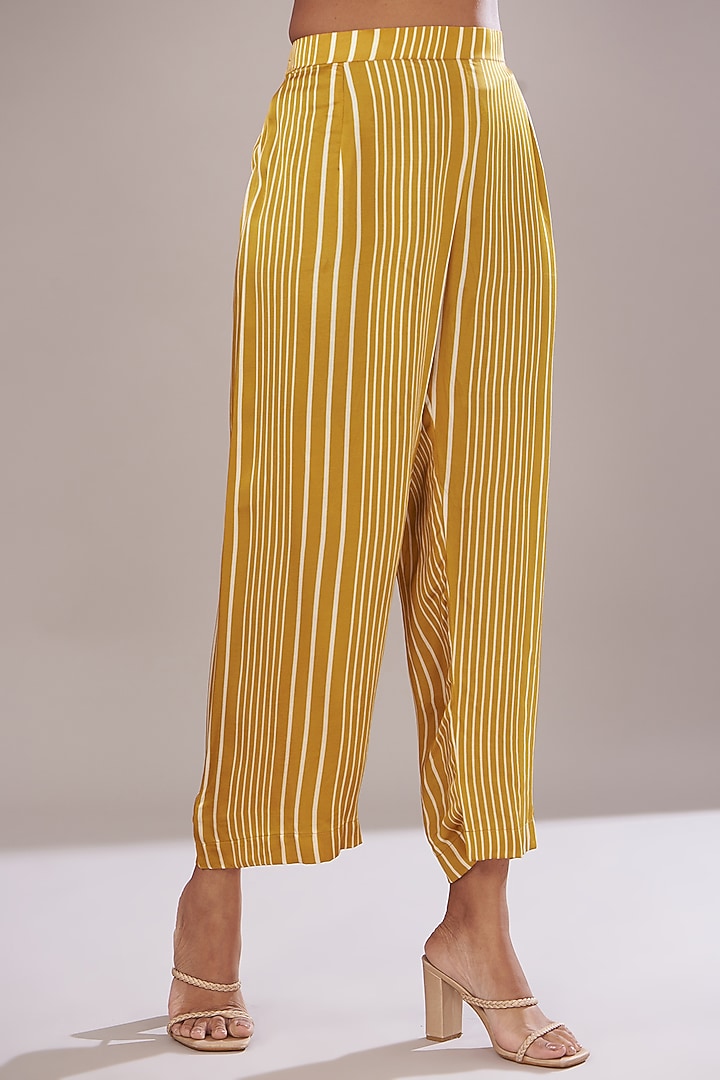 Mustard Modal Satin Printed Kaftan Set by Made in Pinkcity at Pernia's Pop Up Shop