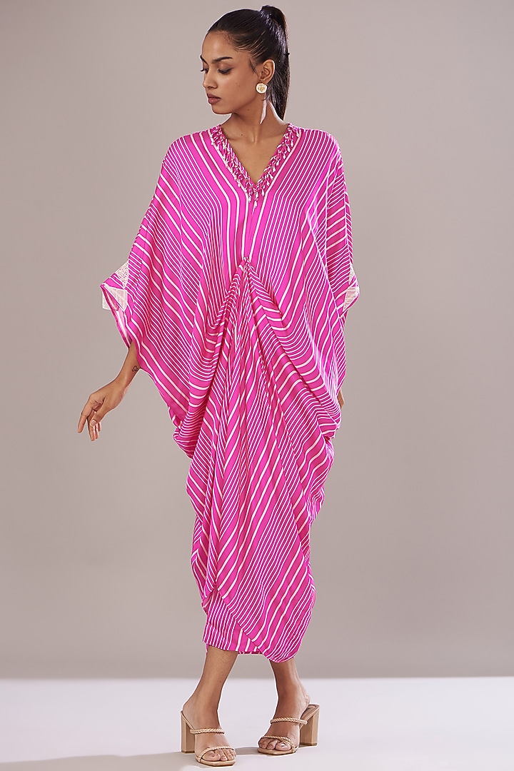 Pink Modal Satin Printed Tunic Set by Made in Pinkcity at Pernia's Pop Up Shop