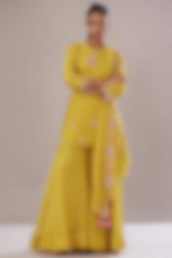 Yellow Chanderi Gharara Set by Made in Pinkcity