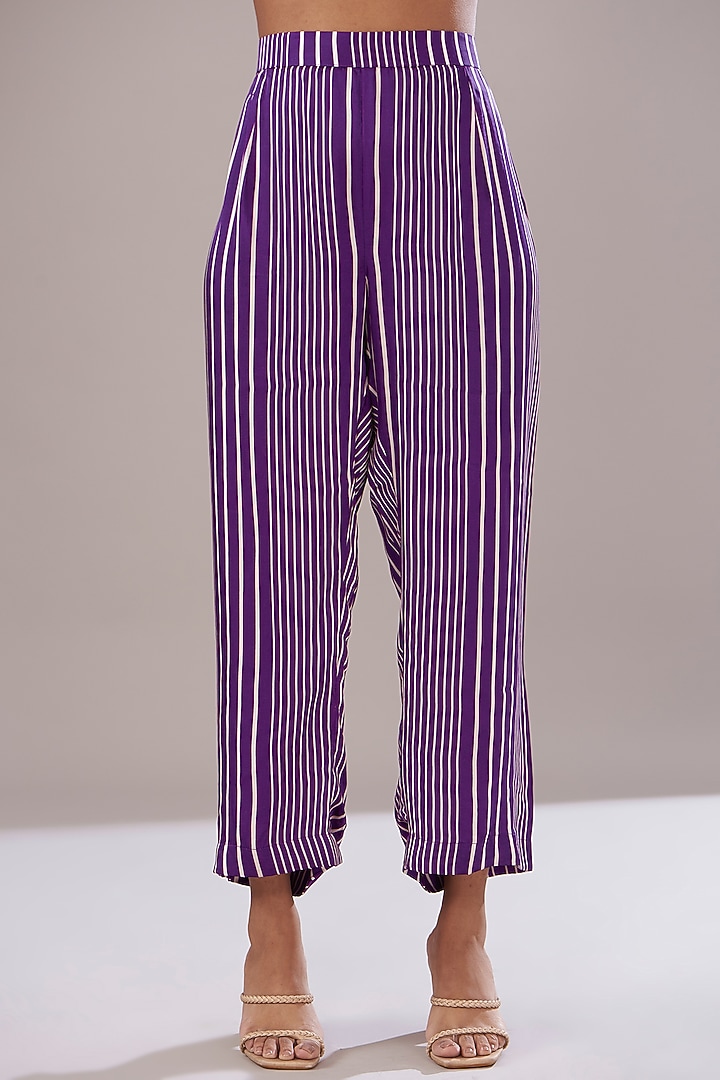 Purple Modal Satin Printed Draped Cowl Kaftan Set by Made in Pinkcity at Pernia's Pop Up Shop