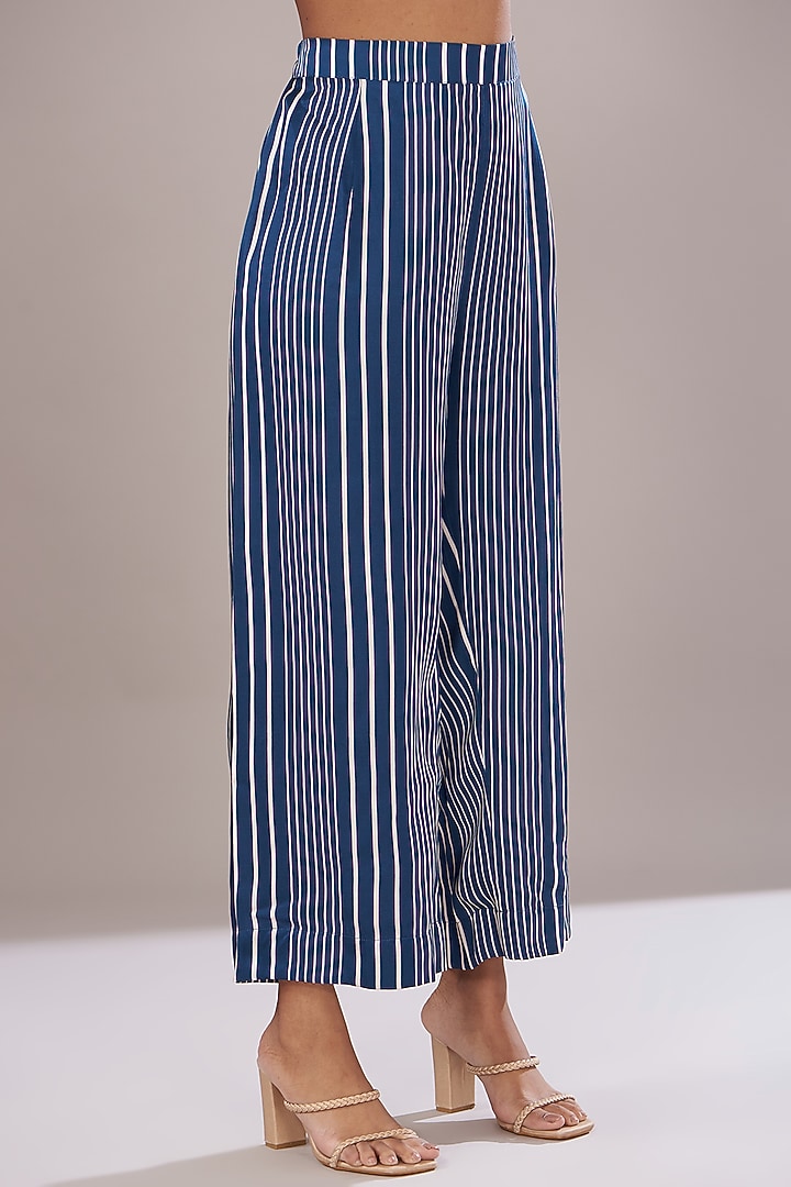 Navy Blue Modal Satin Printed Kaftan Set by Made in Pinkcity at Pernia's Pop Up Shop