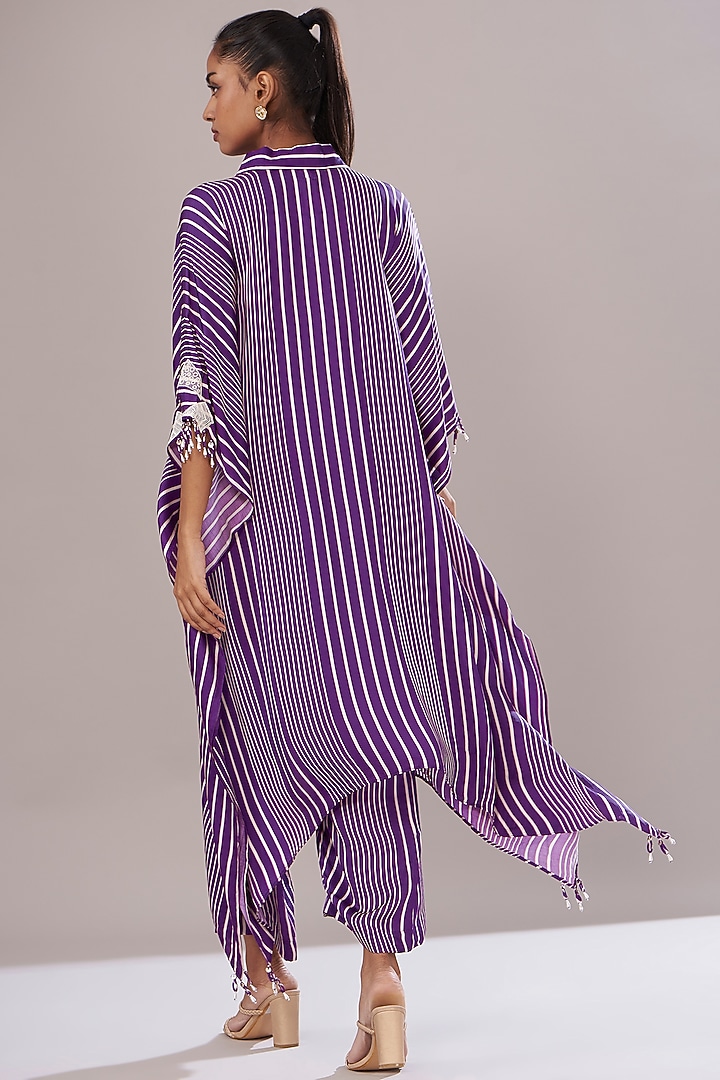 Purple Modal Satin Printed Kaftan Set by Made in Pinkcity at Pernia's Pop Up Shop