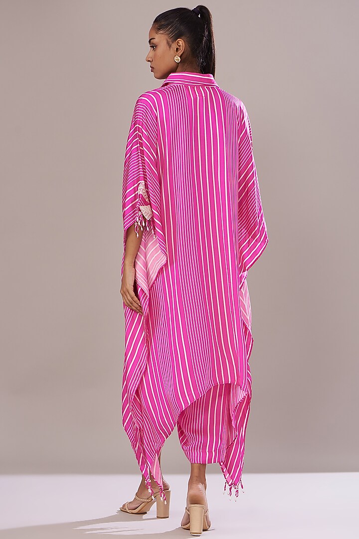 Pink Modal Satin Printed Kaftan Set by Made in Pinkcity at Pernia's Pop Up Shop