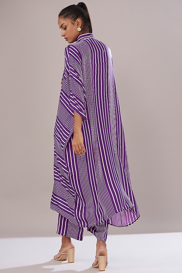 Purple Modal Satin Printed Kaftan Set by Made in Pinkcity at Pernia's Pop Up Shop