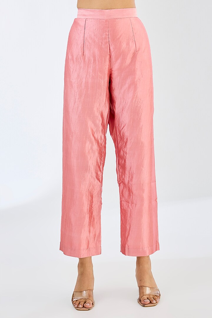 Rose Gold Kora Silk Cutdana Work Kaftan Set by Made in Pinkcity at Pernia's Pop Up Shop