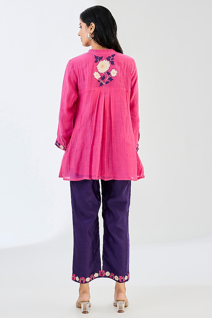 Pink Chanderi Thread Work Co-Ord Set by Made in Pinkcity at Pernia's Pop Up Shop