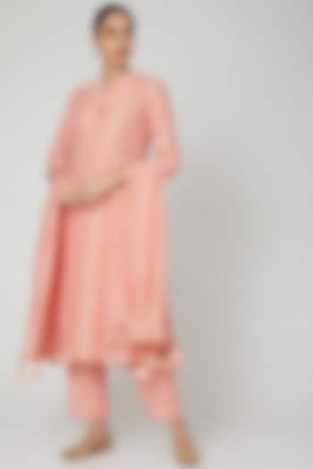 Blush Pink Embroidered Anarkali Set by Made in Pinkcity 