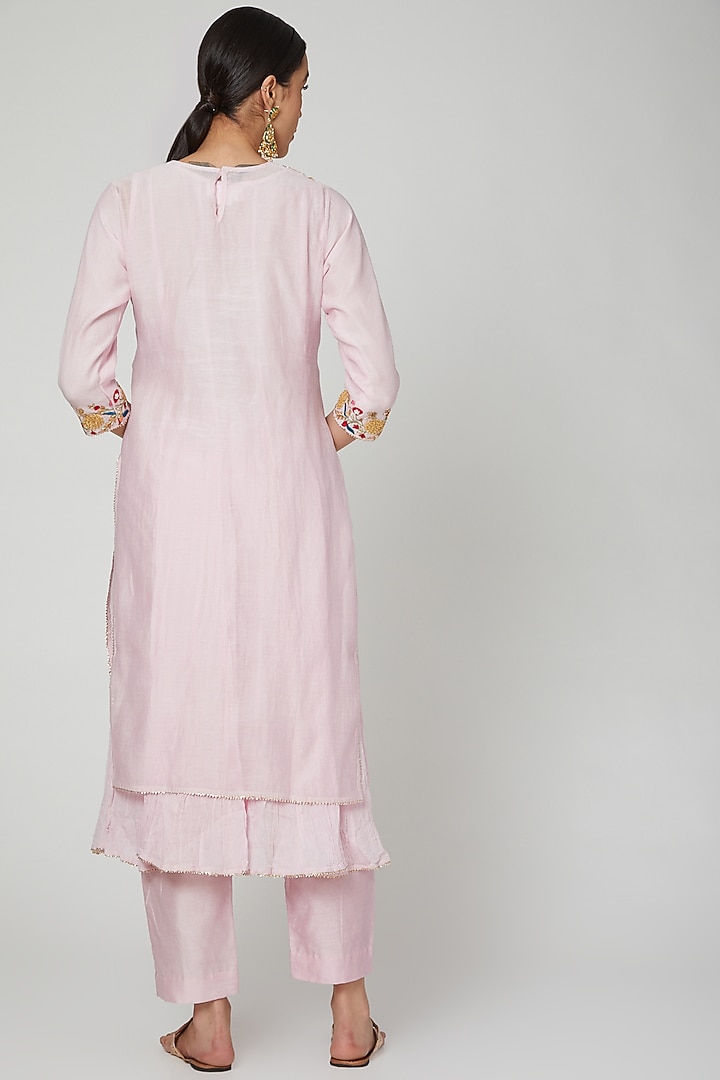 Blush Pink Embroidered Kurta Set by Made in Pinkcity at Pernia's Pop Up Shop