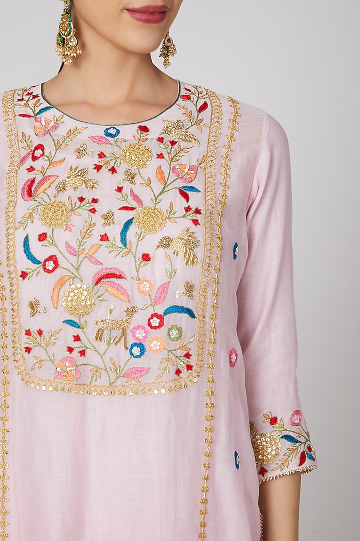 Blush Pink Embroidered Kurta Set by Made in Pinkcity at Pernia's Pop Up Shop