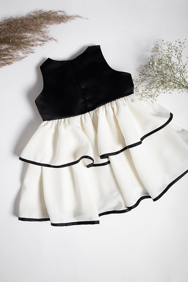 Black & Ivory Matte Satin Dress For Girls by PNK Isha Arora (Pink) at Pernia's Pop Up Shop