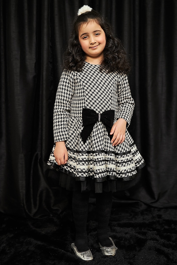 Black & White Polyester & Viscose Semi-Formal Dress For Girls by PNK Isha Arora (Pink) at Pernia's Pop Up Shop