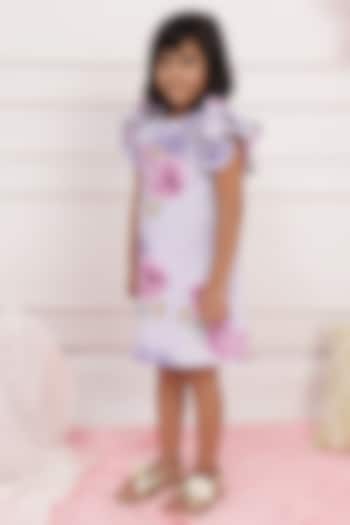 Lilac Printed Shift Dress For Girls by PNK Isha Arora (Pink)