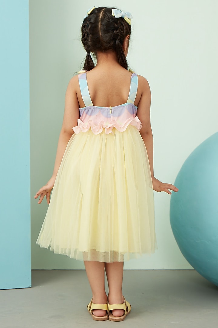 Multi-Colored Cotton Gathered Dress For Girls by PNK Isha Arora (Pink) at Pernia's Pop Up Shop