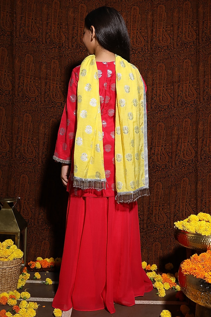 Pink Georgette Sharara Set For Girls by PNK Isha Arora (Pink) at Pernia's Pop Up Shop