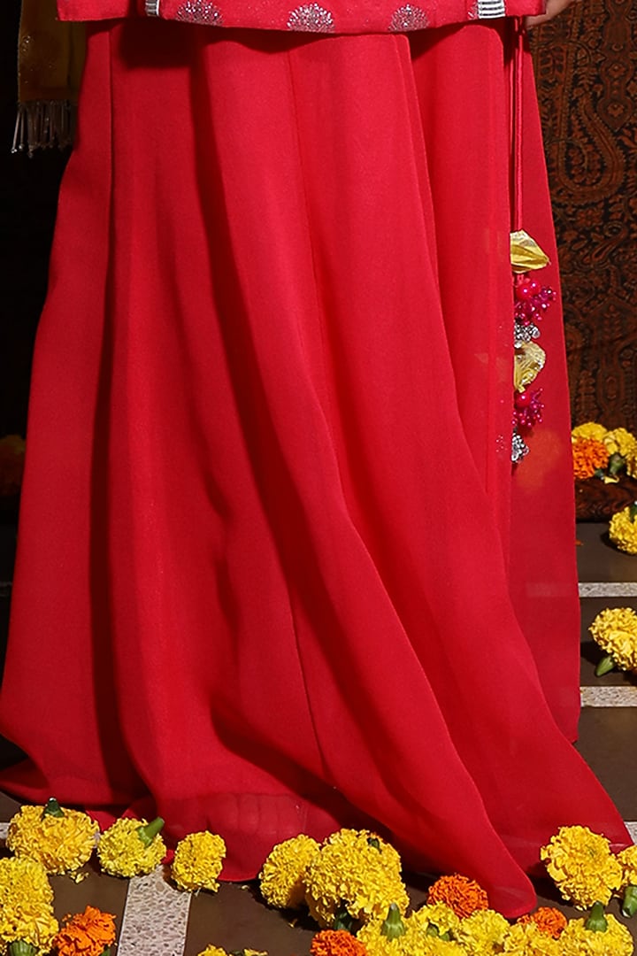 Pink Georgette Sharara Set For Girls by PNK Isha Arora (Pink) at Pernia's Pop Up Shop