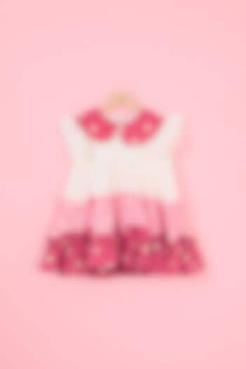 Red Mul Cotton Polka Dot Hand Block Printed Tiered Dress For Girls by Pankhuri by Priyanka - Kids at Pernia's Pop Up Shop