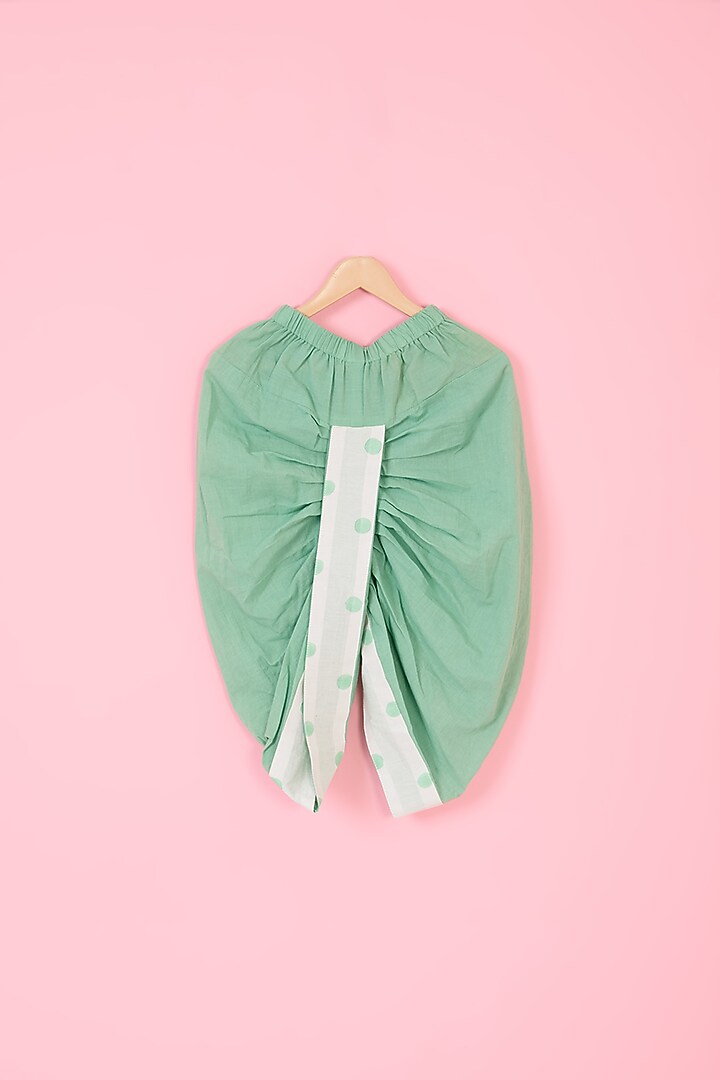 Green Mul Chanderi Dhoti Pant Set For Boys by Pankhuri by Priyanka - Kids at Pernia's Pop Up Shop