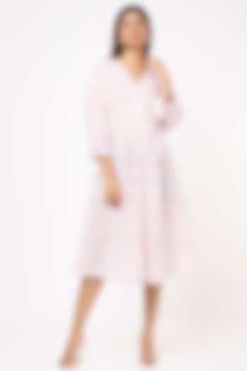 White Hand Block Printed Midi Summer Dress by Label Pankhuri by Priyanka at Pernia's Pop Up Shop