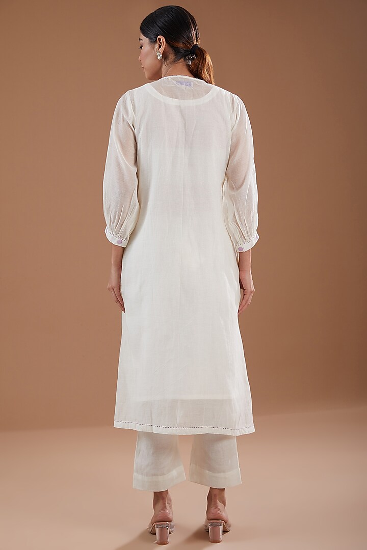 Off-White Chanderi Pants by Label Pankhuri by Priyanka at Pernia's Pop Up Shop