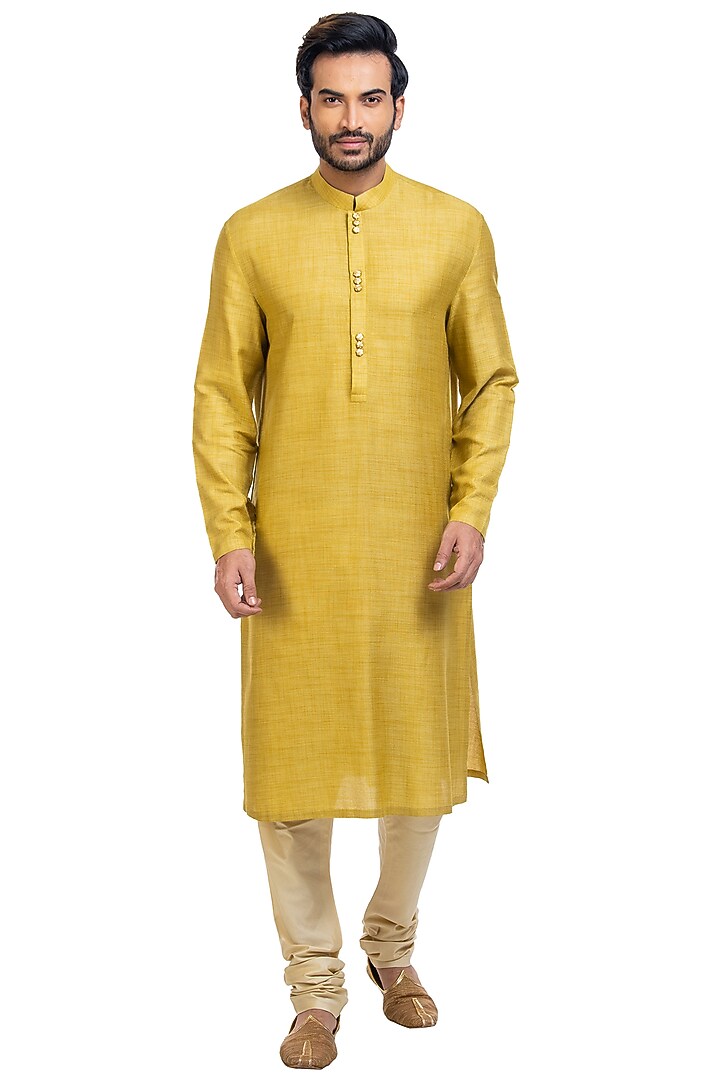 Green Kurta Set With Jacket by Poonam Kasera at Pernia's Pop Up Shop